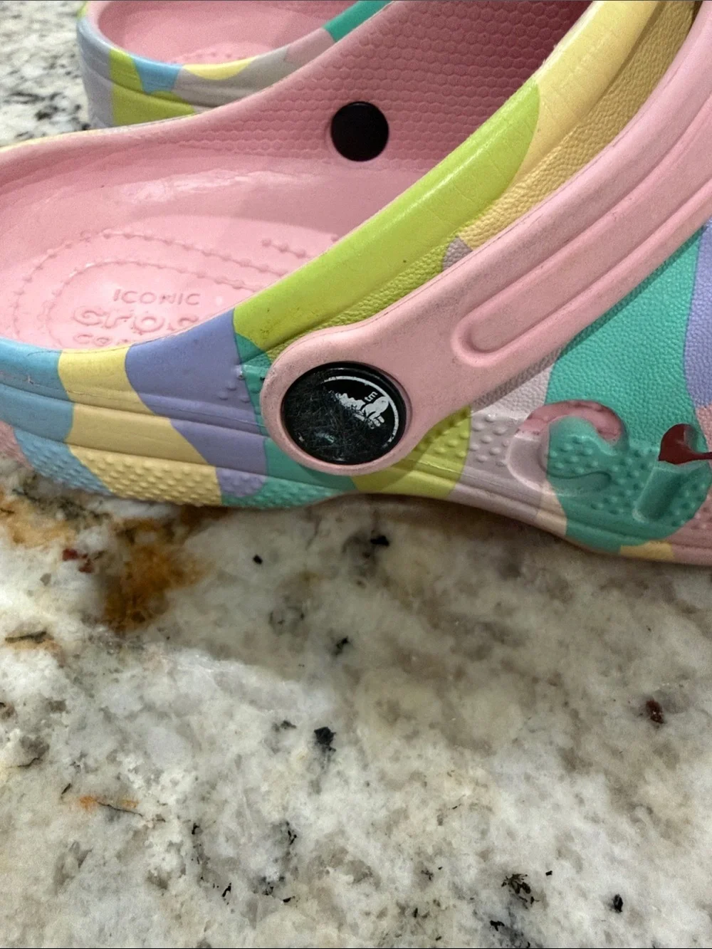 CROCS SzC13 Kids Pastel Multicolor Clog with Pink Strap